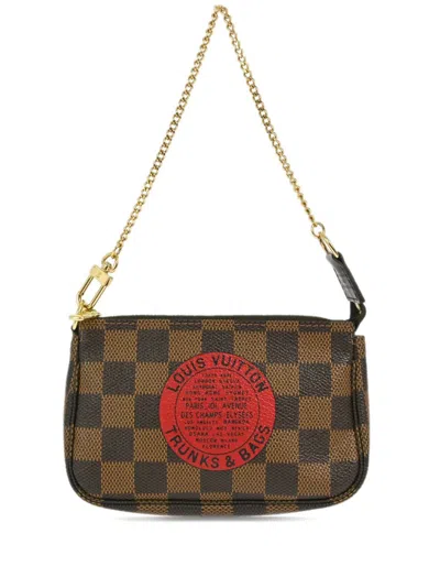 Pre-owned Louis Vuitton 2008 Mini T&b Pochette Accessoires Clutch Bag In Brown