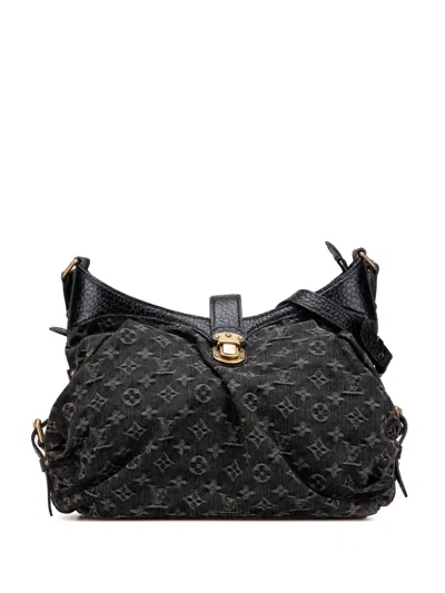 Pre-owned Louis Vuitton 2008 Monogram Denim Mahina Xs Crossbody Bag In Black
