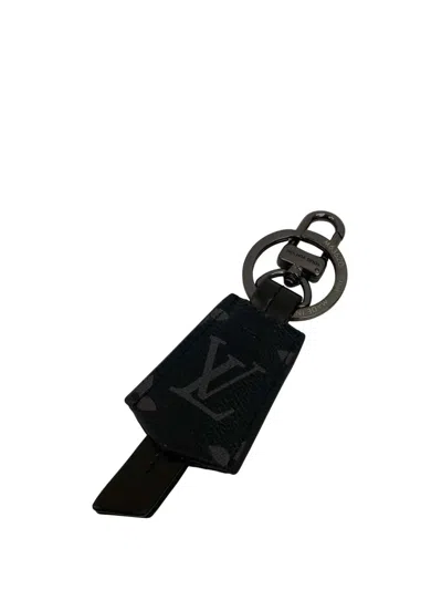 Pre-owned Louis Vuitton 2008 Monogram Eclipse Clochette Bag Charm And Holder Key Chain In Black