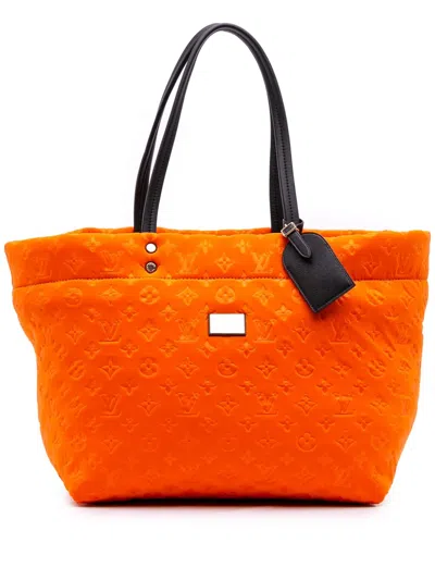Pre-owned Louis Vuitton 2008 Monogram Embossed Neoprene Scuba Mm Tote Bag In Black