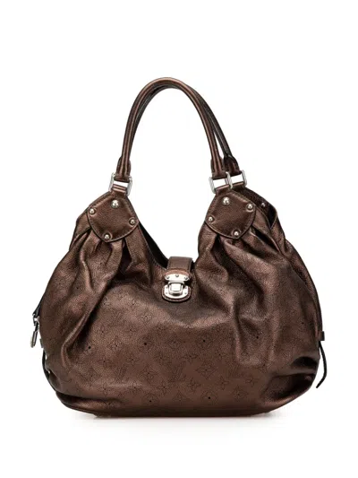 Pre-owned Louis Vuitton 2008 Monogram Mahina L Hobo Bag In Brown