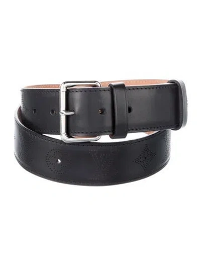 Pre-owned Louis Vuitton 2008 Monogram Mahina Vachetta Belt In Black
