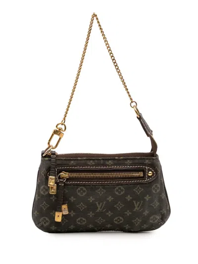 Pre-owned Louis Vuitton 2008 Monogram Mini Lin Mini Pochette Accessoires Handbag In Brown