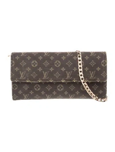 Pre-owned Louis Vuitton 2008 Monogram Mini Lin Pattern Sarah Wallet In Brown