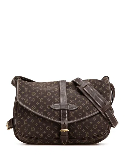 Pre-owned Louis Vuitton 2008 Monogram Mini Lin Saumur 30 Crossbody Bag In Brown