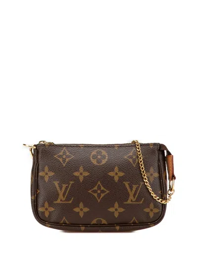 Pre-owned Louis Vuitton 2008 Monogram Mini Pochette Accessoires Handbag In Brown