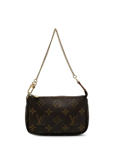 Pre-owned Louis Vuitton 2008 Monogram Mini Pochette Accessoires Handbag In Brown