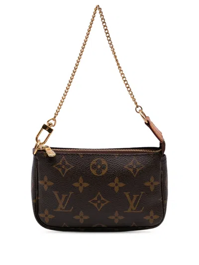 Pre-owned Louis Vuitton 2008 Monogram Mini Pochette Accessoires Handbag In Brown