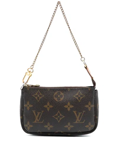 Pre-owned Louis Vuitton 2008 Monogram Mini Pochette Accessoires Handbag In Brown