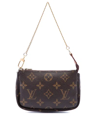 Pre-owned Louis Vuitton 2008 Monogram Mini Pochette Accessoires Handbag In Brown