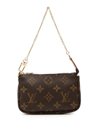Pre-owned Louis Vuitton 2008 Monogram Mini Pochette Accessoires Handbag In Brown