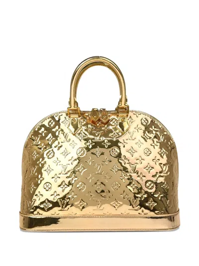 Pre-owned Louis Vuitton 2008 Monogram Miroir Alma Mm Handbag In Gold