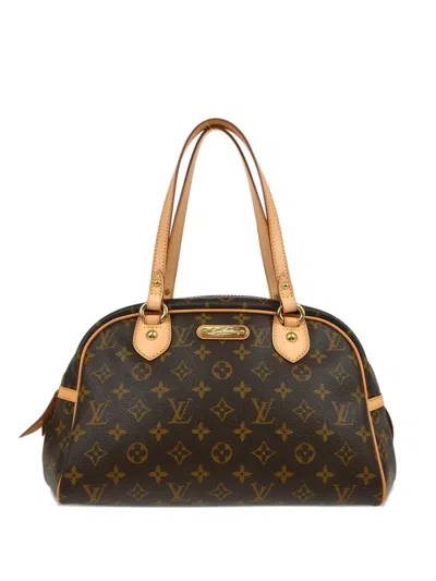 Pre-owned Louis Vuitton 2008 Monogram Montorgueil Pm Handbag In Brown