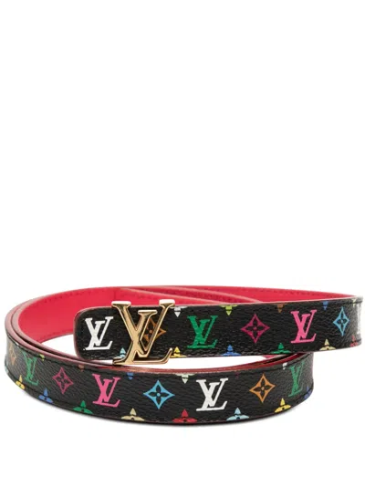 Pre-owned Louis Vuitton 2008 Monogram Multicolore Lv Initiales Belt In Black
