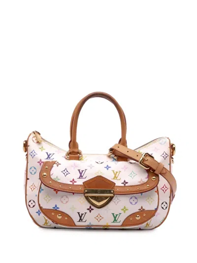 Pre-owned Louis Vuitton 2008 Monogram Multicolore Rita Satchel In White