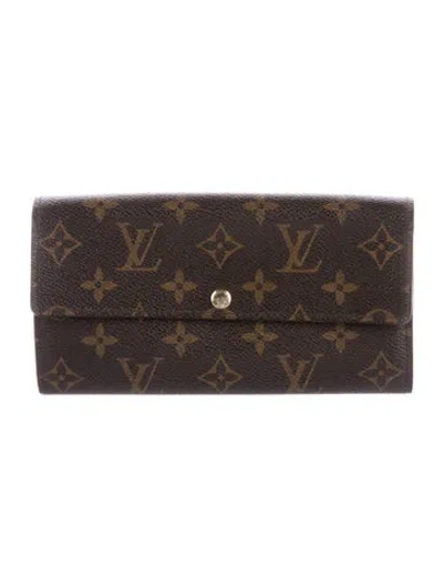Pre-owned Louis Vuitton 2008 Monogram Pattern Sarah Wallet In Brown