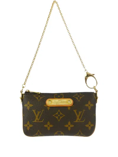 Pre-owned Louis Vuitton 2008 Monogram Pochette Milla Pm Clutch Bag In Brown