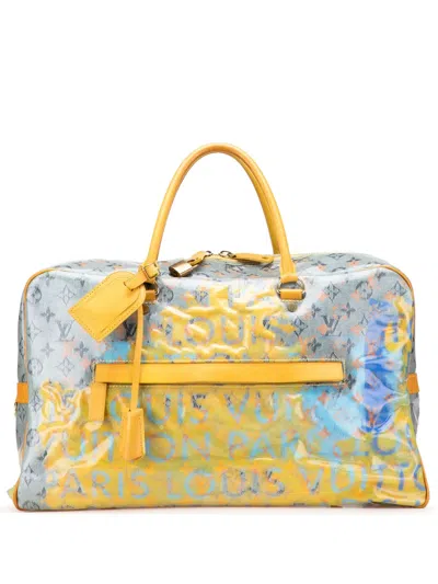 Pre-owned Louis Vuitton 2008 Monogram Pulp Line Weekender Gm Travel Bag In White