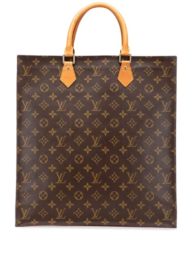 Pre-owned Louis Vuitton 2008 Monogram Sac Plat Tote Bag In Brown