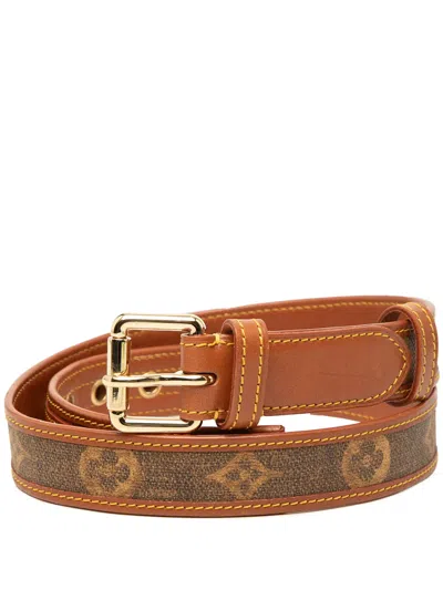 Pre-owned Louis Vuitton 2008 Monogram Tisse Belt In Brown