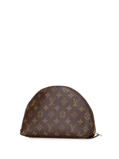 Pre-owned Louis Vuitton 2008 Monogram Trousse Demi Ronde Cosmetic Pouch In Brown