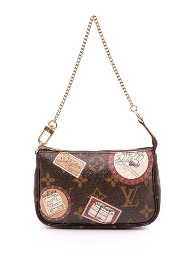 Pre-owned Louis Vuitton 2008 Monogram Trunks And Bags Patch Mini Pochette Accessoires Handbag In Brown