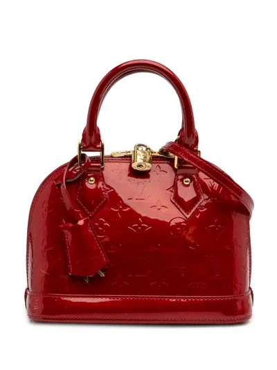 Pre-owned Louis Vuitton 2008 Monogram Vernis Alma Bb Satchel In Red