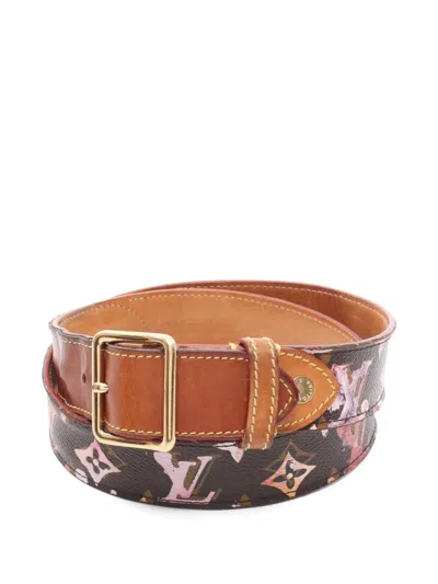 Pre-owned Louis Vuitton 2008 Monogram Watercolor Belt In Brown