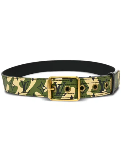 Pre-owned Louis Vuitton 2008 Monogramouflage Belt In Green