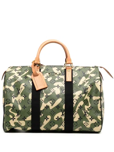 Pre-owned Louis Vuitton 2008  Monogramouflage Speedy 35 Tote Bag In Green