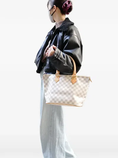 Pre-owned Louis Vuitton 2008 Pm Saleya Damier Zip Tote Bag In Neutral