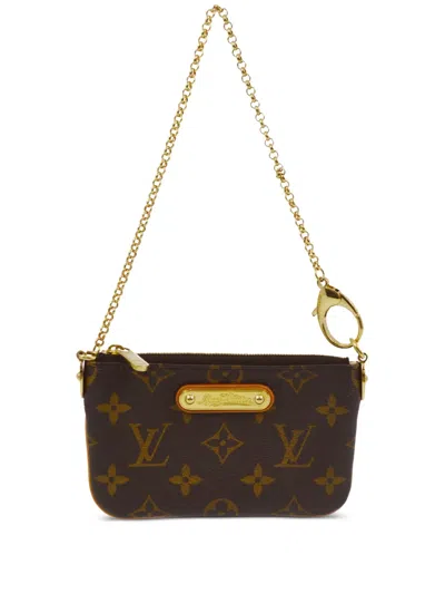 Pre-owned Louis Vuitton 2008 Pochette Milla Pm Clutch Bag In Brown