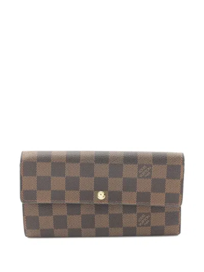 Pre-owned Louis Vuitton 2008 Portefeuil Check Wallet In Brown