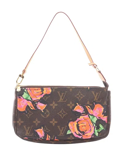 Pre-owned Louis Vuitton 2008 Stephen Sprouse Monogram Roses Pochette Accessoires Shoulder Bag In Brown