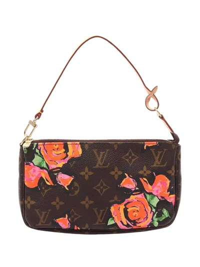 Pre-owned Louis Vuitton 2008 Stephen Sprouse Monogram Roses Pochette Accessoires Shoulder Bag In Brown
