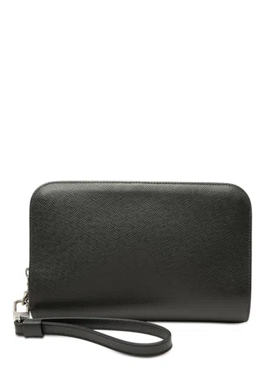 Pre-owned Louis Vuitton 2008 Taiga Pochette Baikal Clutch Bag In Black