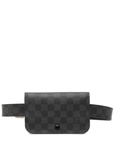Pre-owned Louis Vuitton 2008-2011 Damier Graphite Pochette Homme Ceinture Belt Bag In Black