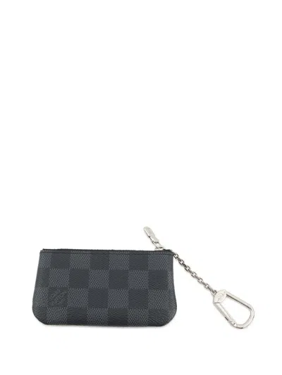 Pre-owned Louis Vuitton 2008-2026 Damier Graphite Pochette Cles Coin Pouch In Black