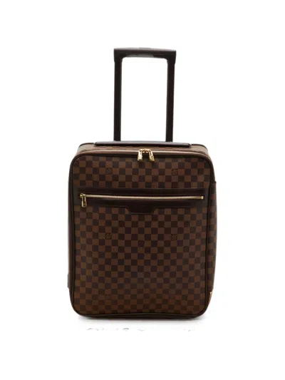 Pre-owned Louis Vuitton 2009 45 Pegase Damier Ebene Suitcase In Brown