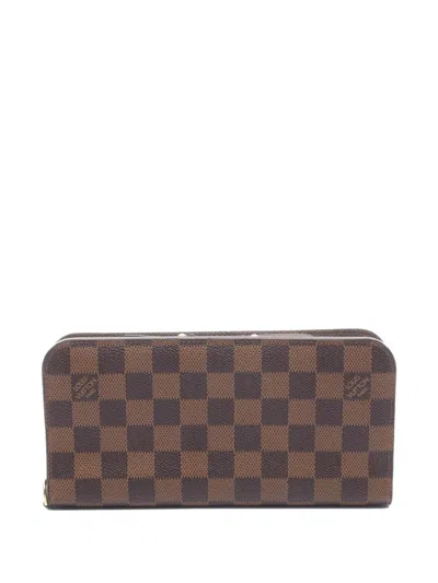 Pre-owned Louis Vuitton 2009 Accordeon Damier Ébène Wallet In Brown