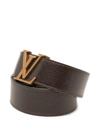 Pre-owned Louis Vuitton 2009 Calfskin Initiales Reversible Belt In Brown