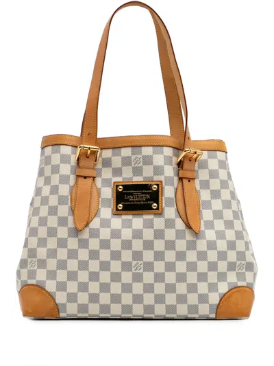 Pre-owned Louis Vuitton 2009 Damier Azur Hampstead Mm Tote Bag