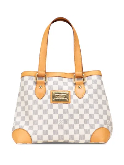 Pre-owned Louis Vuitton 2009 Damier Azur Hampstead Pm Tote Bag In White