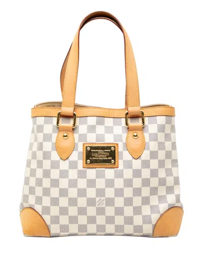 Pre-owned Louis Vuitton 2009 Damier Azur Hampstead Pm Tote Bag In White