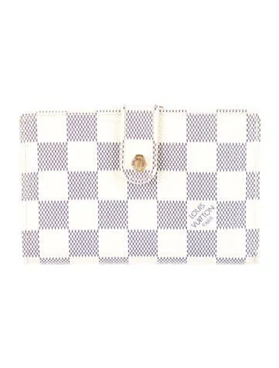 Pre-owned Louis Vuitton 2009 Damier Azur Pattern French Purse In White