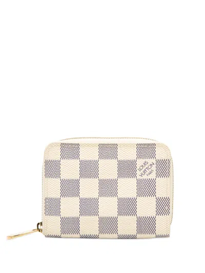 Pre-owned Louis Vuitton 2009 Damier Azur Zippy Purse Coin Pouch In White