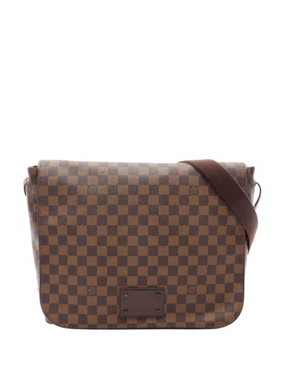 Pre-owned Louis Vuitton 2009 Damier Ebene Brooklyn Gm Crossbody Bag In Brown