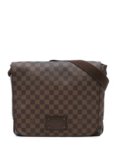 Pre-owned Louis Vuitton 2009 Damier Ebene Brooklyn Mm Crossbody Bag In Brown