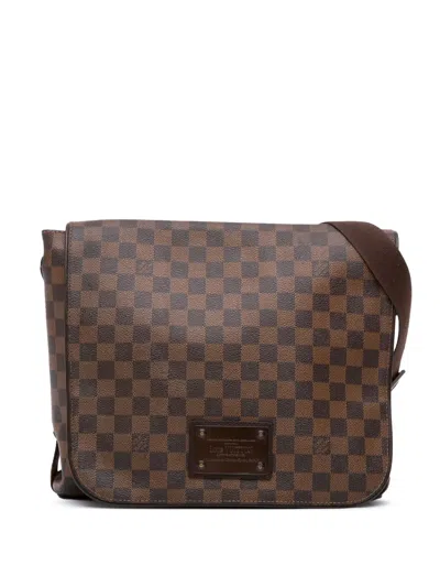 Pre-owned Louis Vuitton 2009 Damier Ebene Brooklyn Mm Crossbody Bag In Brown