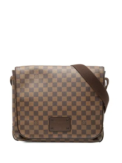 Pre-owned Louis Vuitton 2009 Damier Ebene Brooklyn Mm Crossbody Bag In Brown
